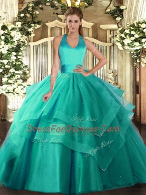 Graceful Sleeveless Ruffled Layers Lace Up 15th Birthday Dress