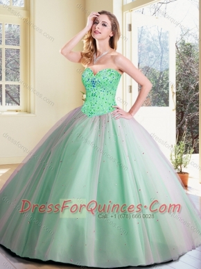 Cheap Ball Gown Beading Quinceanera Dresses in Apple Green
