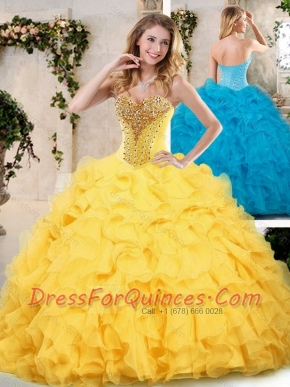 2016 New Styles Sweetheart Quinceanera Dresses with Beading and Ruffles