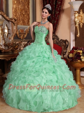 Fashionable Ball Gown Organza Sweetheart Floor-length 2014 Spring Quinceanera Dresses
