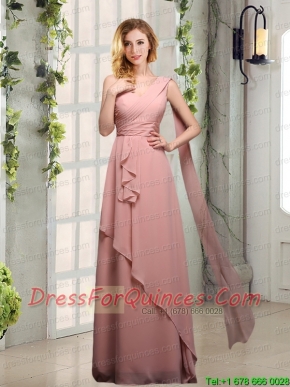 One Shoulder Empire 2015 Bridesmaid Dresses with Ruching