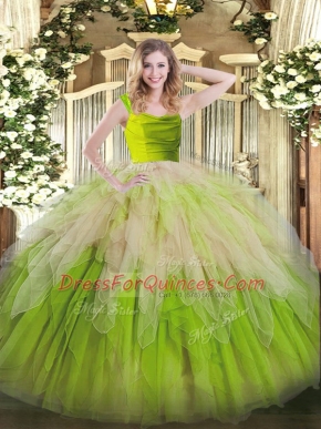 Multi-color Sleeveless Ruffles Floor Length Sweet 16 Dress