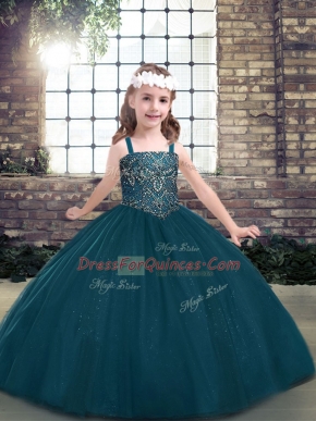 Long Sleeves Beading Lace Up Child Pageant Dress