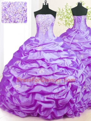 Spectacular Lavender Strapless Neckline Beading Quinceanera Dresses Sleeveless Lace Up