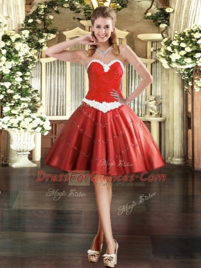 Top Selling Sweetheart Sleeveless Lace Up Prom Dress Wine Red Tulle