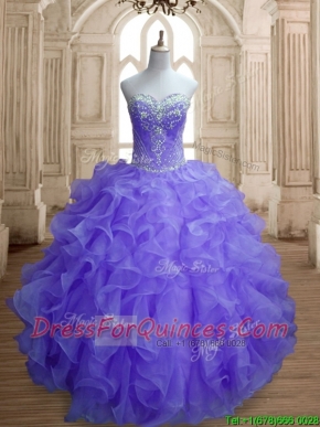 Romantic Organza Beading and Ruffles Quinceanera Dress in Lavender
