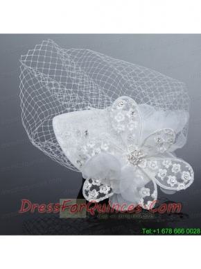 Fashionable Beading Tulle and Lace Hat Hair Ornament