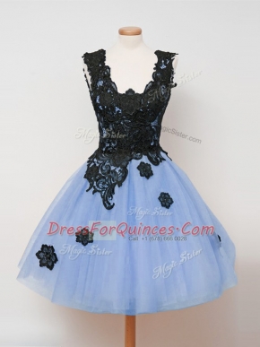 Captivating Tulle Sleeveless Knee Length Quinceanera Court Dresses and Lace