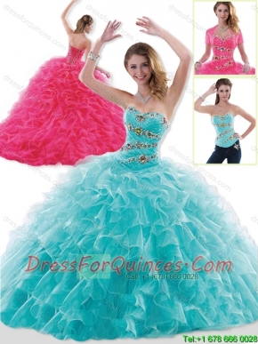 Fashionable Brush Train Beading and Ruffles Sweet 16 Dresses