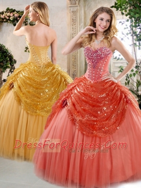 Hot Sale Floor Length Beading and Paillette Quinceanera Gowns for Winter