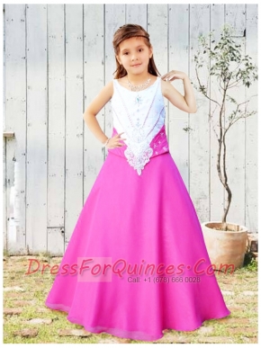 Simple Scoop A-Line Floor-length Appliques Little Girl Pageant Dresses