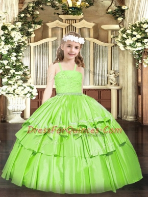 Zipper Winning Pageant Gowns Beading and Lace Sleeveless Floor Length