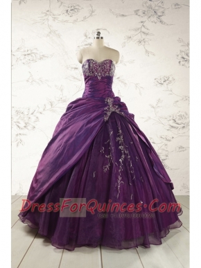 2015 Modern Purple Sweetheart Appliques Quinceanera Dresses