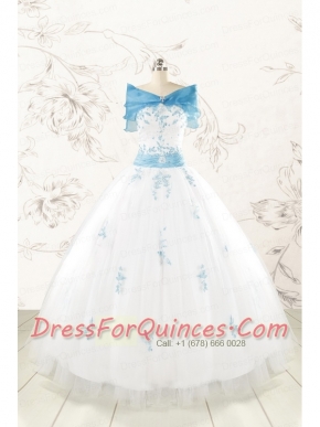 Discount White Quinceanera Dresses with Appliques for 2015