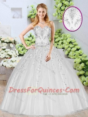 Discount Ball Gown White Quinceanera Dresses with Beading for 2016