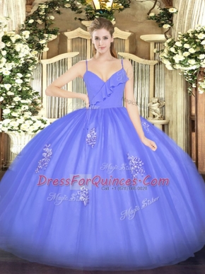 Cheap Blue Sweet 16 Dresses Military Ball and Sweet 16 and Quinceanera with Appliques Spaghetti Straps Sleeveless Zipper