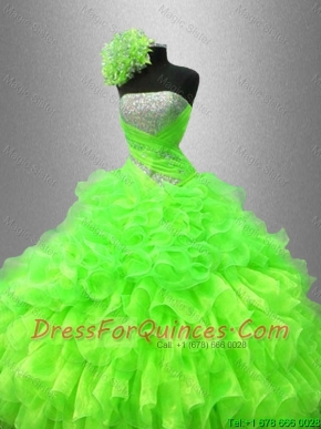 Beautiful Strapless Quinceanera Gowns in Spring Green