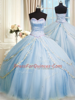 Organza Sleeveless With Train Sweet 16 Dress Court Train and Beading and Appliques