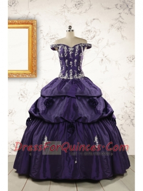 2015 Latest Off The Shoulder Appliques Quinceanera Dresses in Purple