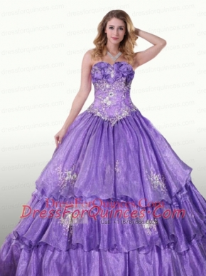 2015 Appliques and Beading Sweetheart Quinceanera Dresses in Purple