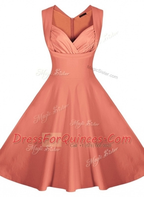 Sleeveless Zipper Knee Length Ruching Homecoming Dress