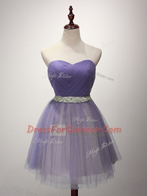 Sweetheart Sleeveless Tulle Dama Dress Beading and Ruching Lace Up