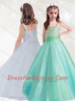 Adorable Straps A Line Little Girl Pageant Dress with Beading