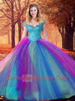 Custom Designed Multi Color Sweet 16 Dress with Beading