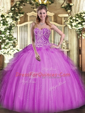 Sleeveless Beading and Ruffles Lace Up 15 Quinceanera Dress