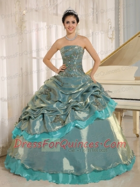 Quinceanera Dress Multi-color Embroidery Decorate Clearance With Strapless