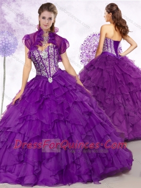Cheap Ball Gown Purple Quinceanera Gowns with Beading and Ruffles