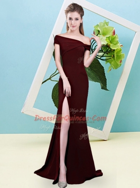 Great Floor Length Brown Quinceanera Court Dresses Elastic Woven Satin Sleeveless Ruching