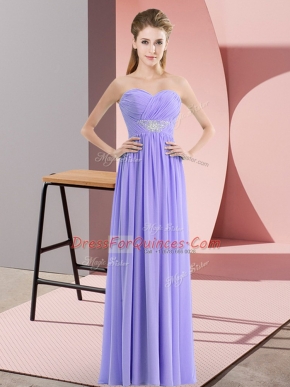 Most Popular Floor Length Lavender Prom Gown Sweetheart Sleeveless Zipper