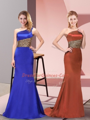 Gorgeous Royal Blue Sleeveless Pattern Floor Length Prom Dress