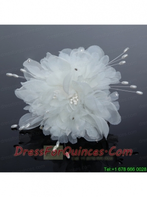 Pure Tulle Lilac Beautiful Imitation Pearls Hair Flower with Rhinestone