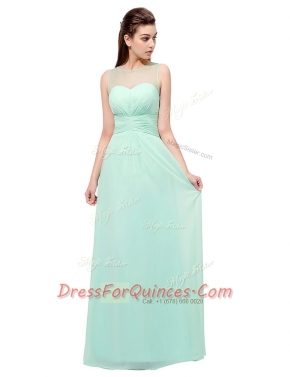 Colorful Turquoise Scoop Zipper Ruching Homecoming Dress Sleeveless