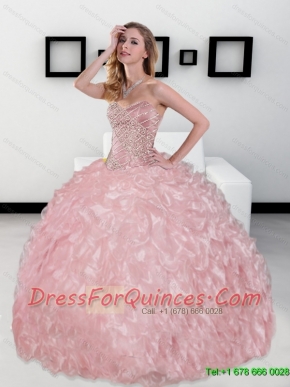 2015 New Styles Sweetheart Ball Gown Sweet 16 Dresses with Beading and Ruffles