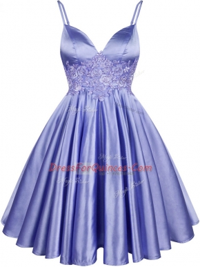 Graceful Sleeveless Lace Up Knee Length Lace Dama Dress