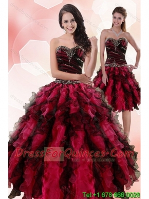 Multi Color Sweetheart Sweet 15 Dresses with Ruffles and Beading for 2015