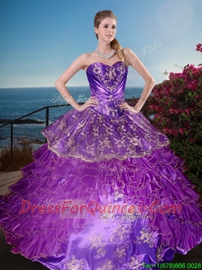 New Arrivals Applique and Ruffled Layers Quinceanera Gown in Organza and Taffeta
