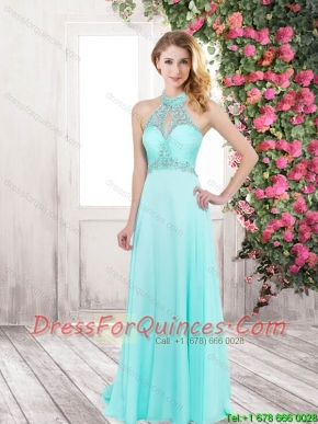2016 New Arrival Beading Long Prom Dresses in Turquoise