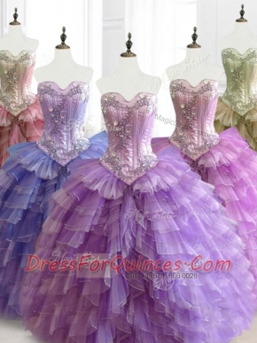 Beautiful Multi Color Sweetheart Quinceanera Dresses with Beading and Ruffles