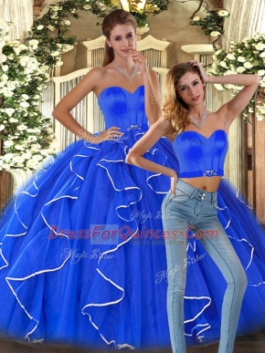 Unique Sleeveless Lace Up Floor Length Ruffles Vestidos de Quinceanera