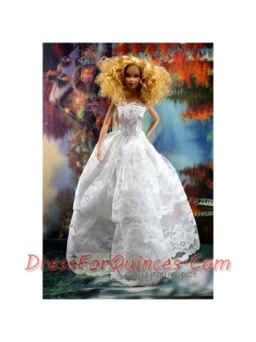 Beautiful Lace Over Skirt  Wedding Barbie Doll Dress