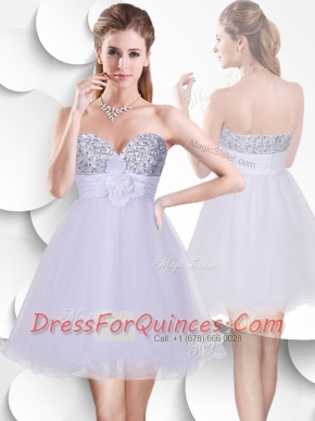 Beautiful Short 2016 Dama  Dress with Sequins and Hand Made Flowers