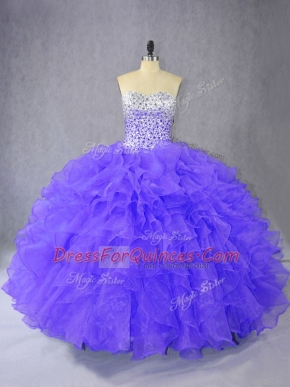 Elegant Sleeveless Lace Up Floor Length Ruffles Sweet 16 Quinceanera Dress