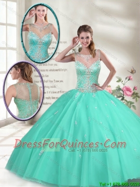 Summer Hot Sale Apple Green Sweet 16 Dresses with Beading