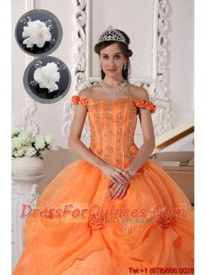 Beautiful Off The Shoulder Quinceanera Dresses in Orange
