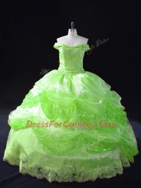 Custom Fit Beading and Appliques and Pick Ups 15th Birthday Dress Lace Up Sleeveless Floor Length