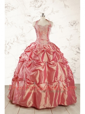 Beautiful Beading and Appliques Watermelon Red Sweet 16 Dresses